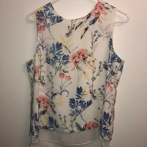 Floral white shear tank